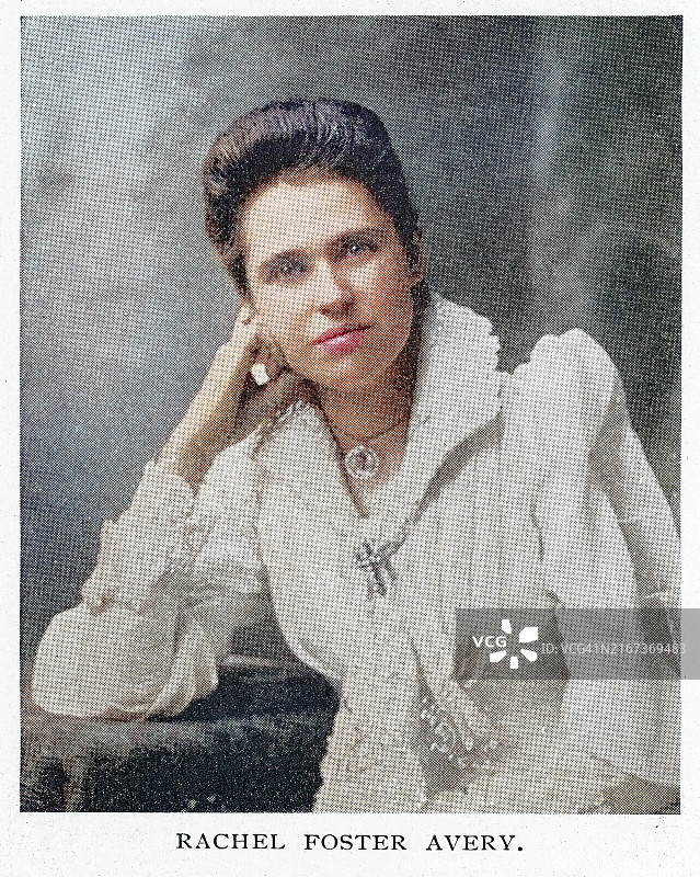 瑞秋·福斯特·艾弗里肖像，19世纪后期积极参与美国妇女选举权运动，与苏珊·B·安东尼和其他运动领导人密切合作图片素材