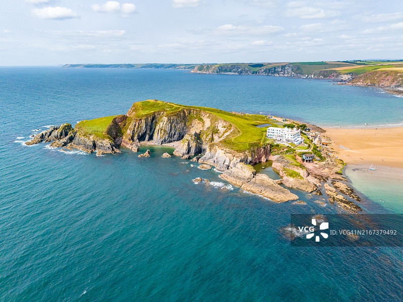 德文郡伯格岛鸟瞰图图片素材