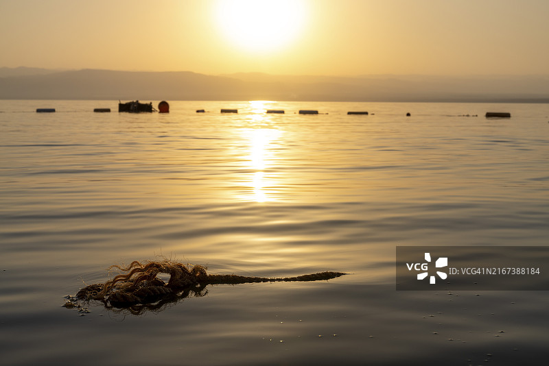 死海漂浮区：科尼奇海滨，地球最低点，低于海平面400米，约旦图片素材
