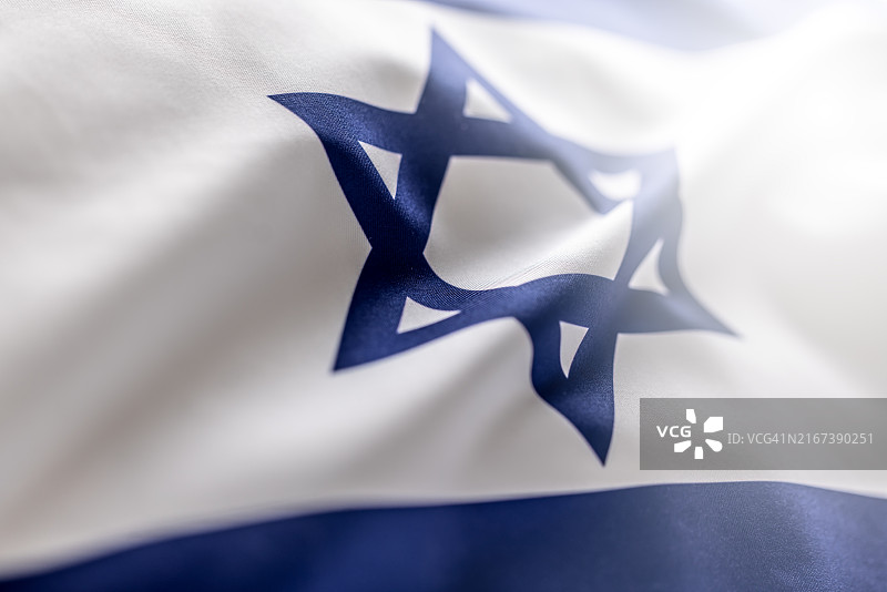 以色列国旗在风中飘扬特写图片素材