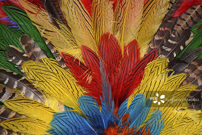 彩色羽毛扇形排列背景图片素材