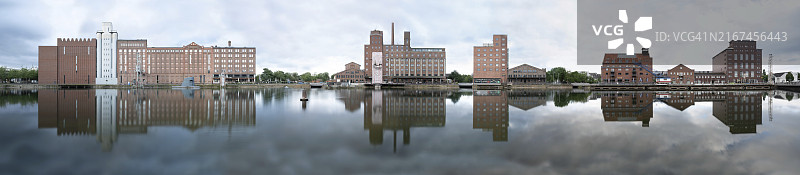 杜伊斯堡内港扁平全景图片素材