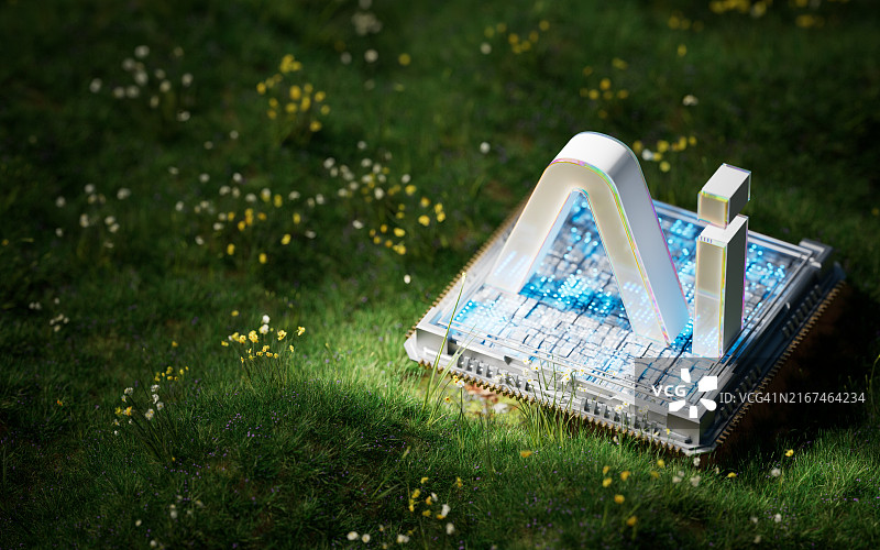 可持续人工智能 AI 能源、可再生能源、电池技术、绿色能源图片素材