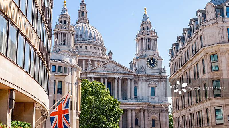 4K伦敦圣保罗大教堂城市景观图片素材