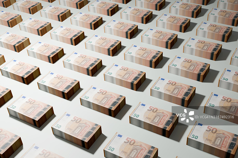 堆叠的50欧元纸币图片素材