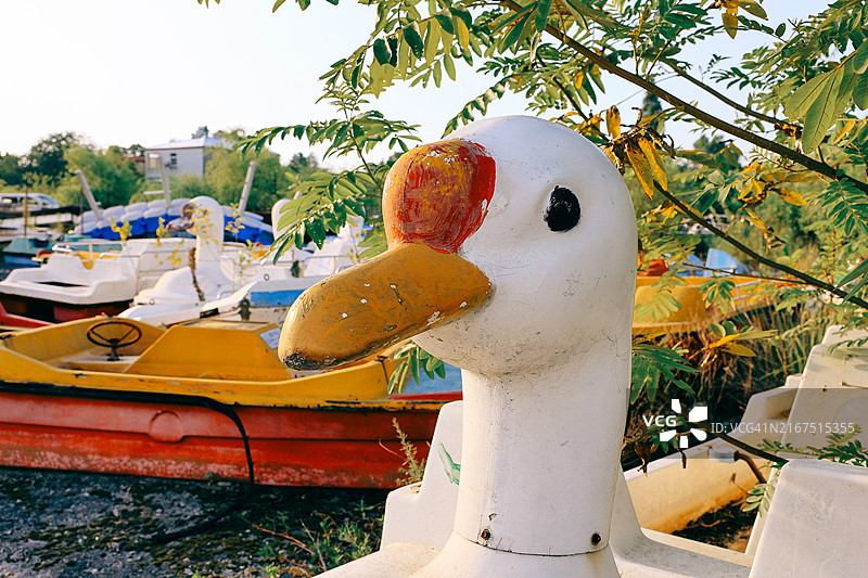 小男孩在小巷里与流浪猫玩耍图片素材
