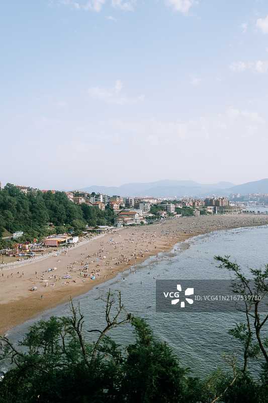 西班牙巴斯克地区的格乔海滩俯瞰图片素材