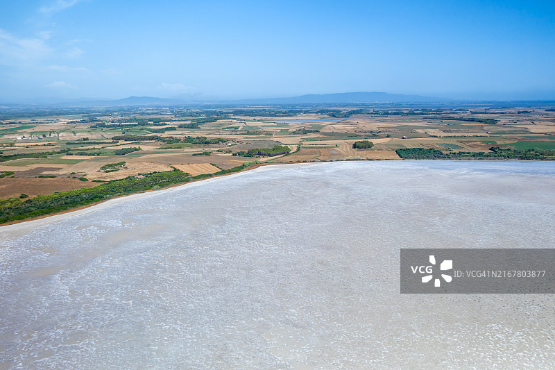 Sale de Porcus盐湖，鸟瞰无人机视图，撒丁岛，意大利，地中海，欧洲图片素材