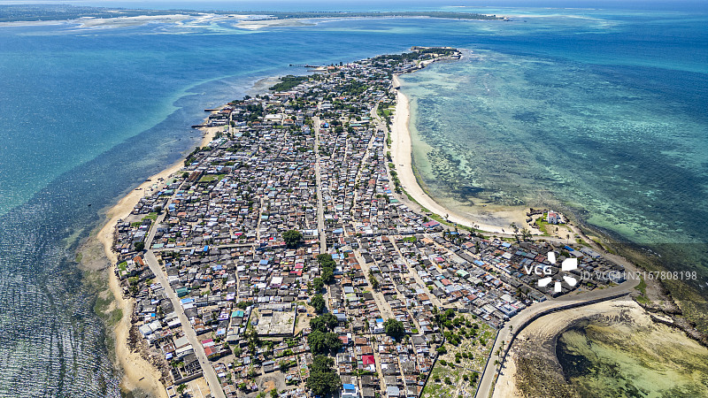 非洲莫桑比克莫桑比克岛（联合国教科文组织世界遗产）的航拍图片素材