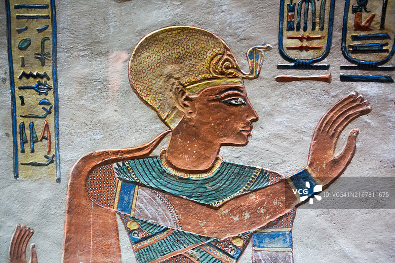 埃及卢克索王后谷法老浮雕图片素材