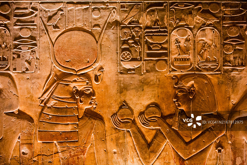 塞提一世墓中的浮雕，埃及卢克索帝王谷图片素材