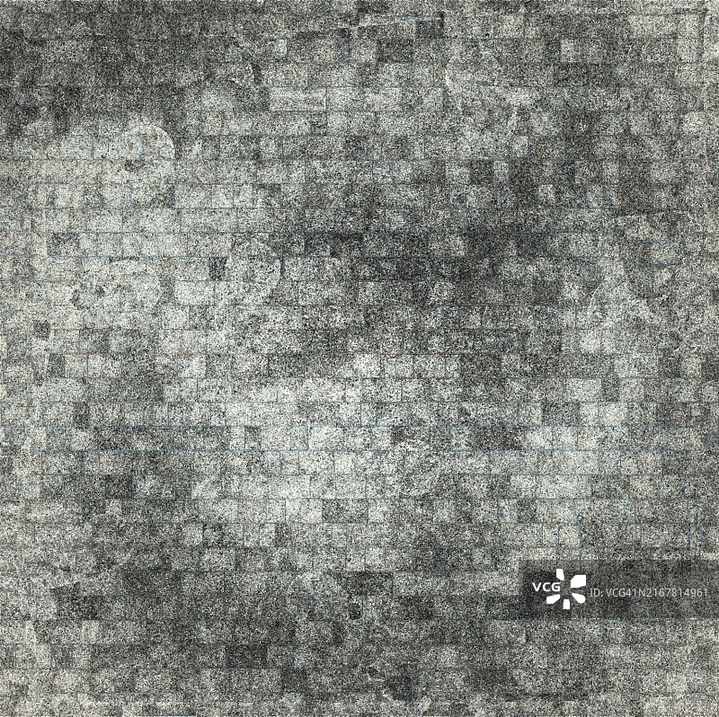 以黑色、白色和灰色色调呈现纹理马赛克图案的抽象单色艺术品图片素材