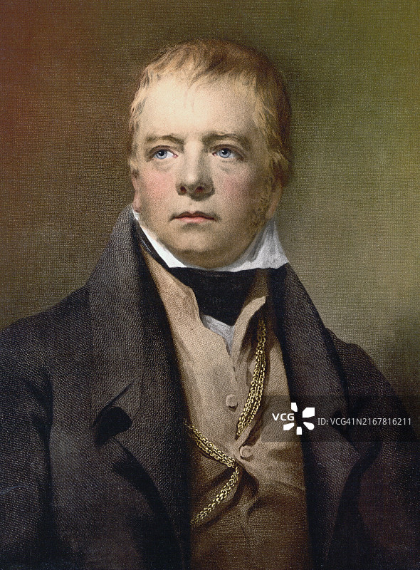 沃尔特·司各特爵士（1771-1832）：苏格兰小说家、诗人、历史学家和传记作家图片素材