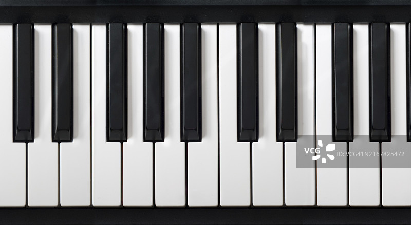 电子钢琴键盘特写：黑白琴键图片素材