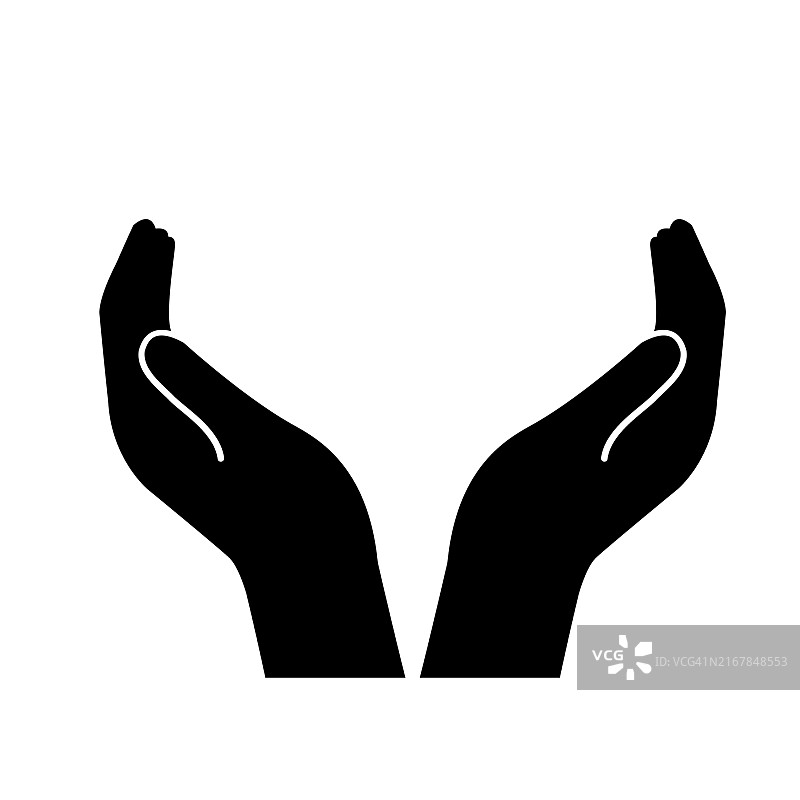 两个空手图标矢量。手部支撑图片素材
