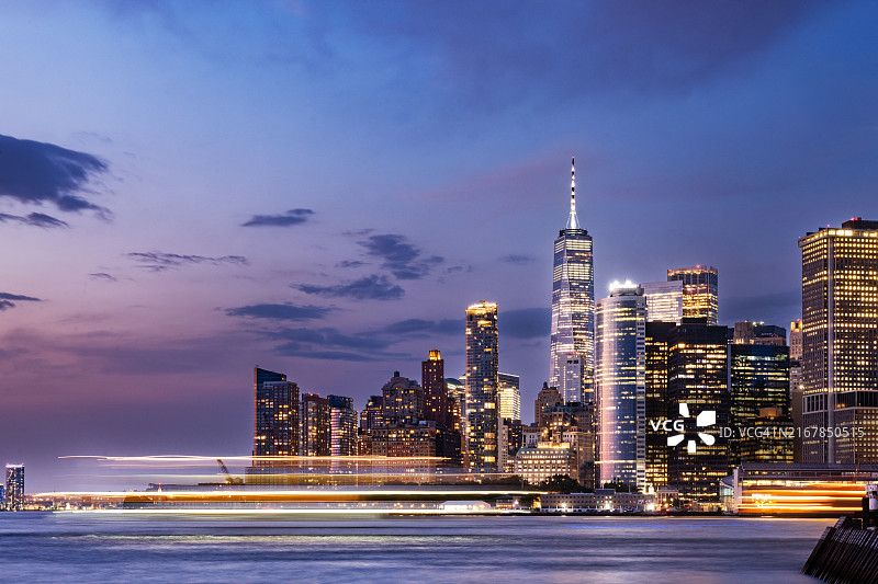 纽约市中心天际线黄昏景色图片素材