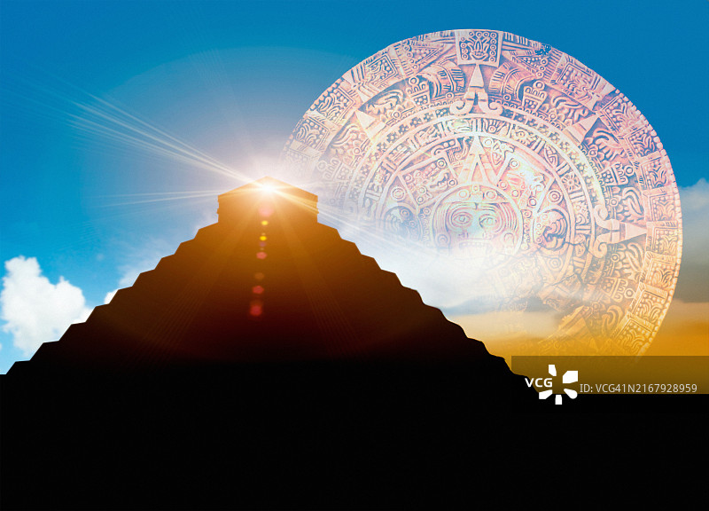 玛雅金字塔概念插画图片素材