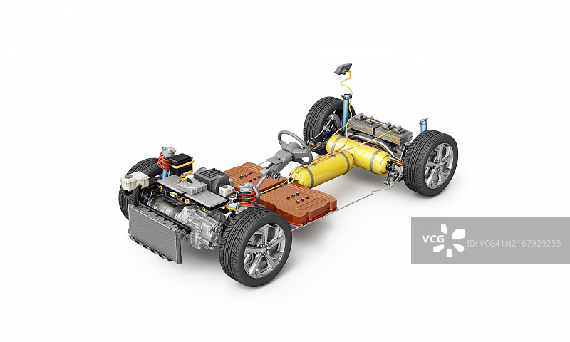 氢燃料电池汽车底盘组件插图图片素材