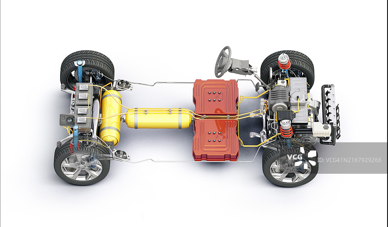 氢燃料电池汽车底盘组件插图图片素材