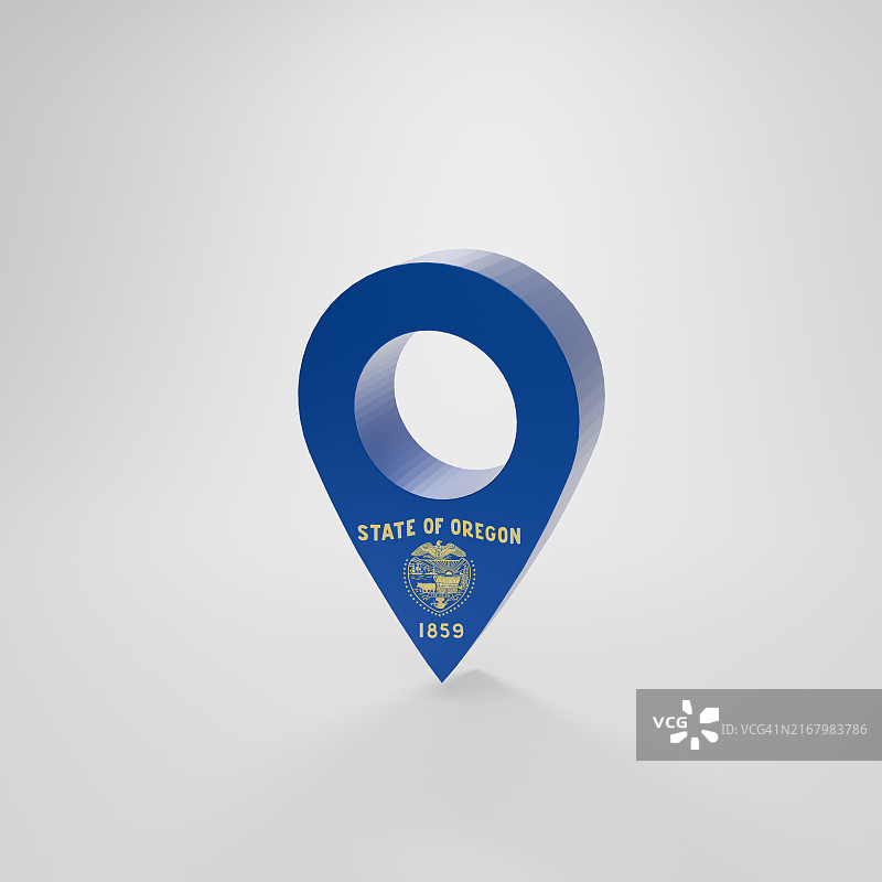 白色背景上的俄勒冈州GPS定位图标图片素材