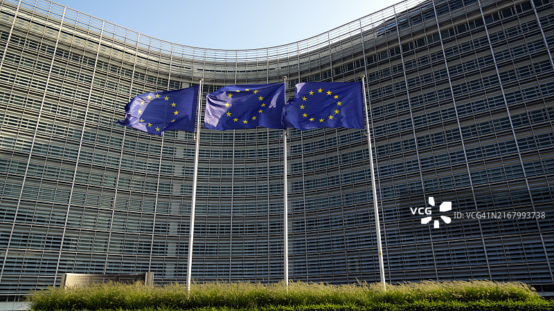 贝雷蒙大厦的欧盟旗帜图片素材