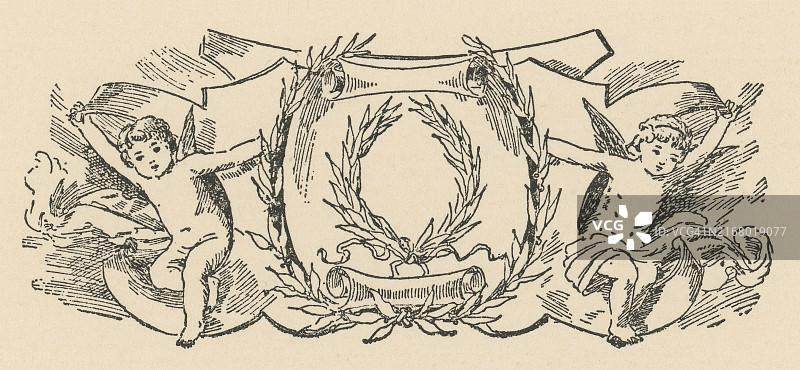 旧雕刻插图装饰装饰框图片素材