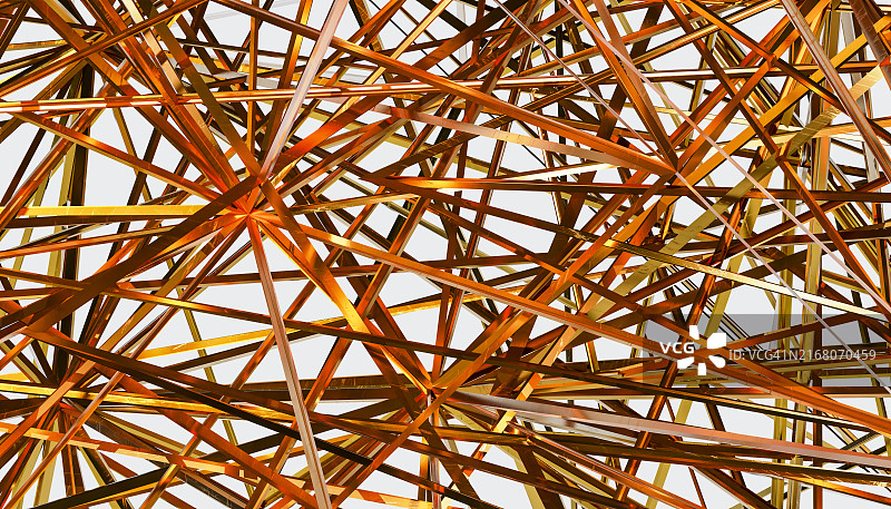 橙色抽象线条的3D渲染图图片素材