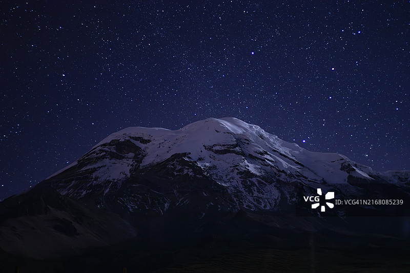 厄瓜多尔钦博拉索火山雪山夜空风光图片素材