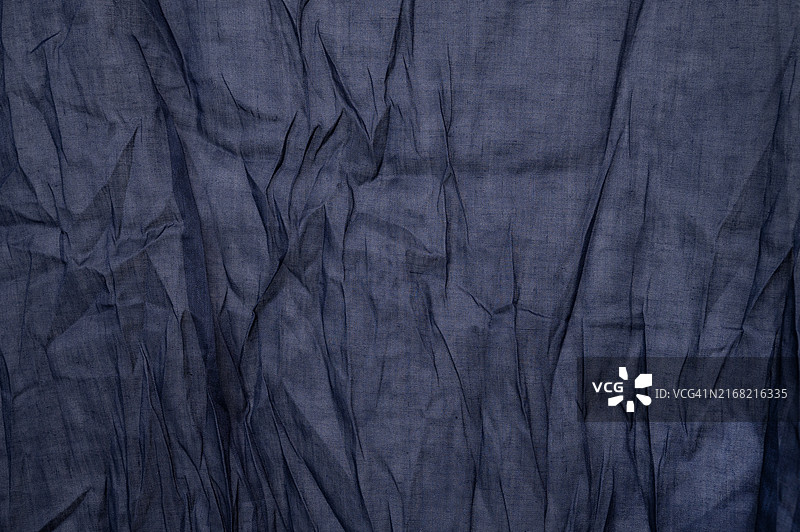 蓝色褶皱面料纹理图片素材