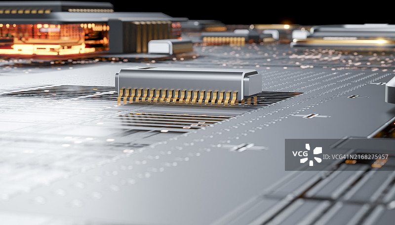 电脑主板上的处理器正面图，黑色背景图片素材
