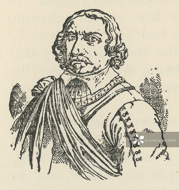 英国将军兼政治家奥利弗·克伦威尔肖像图片素材