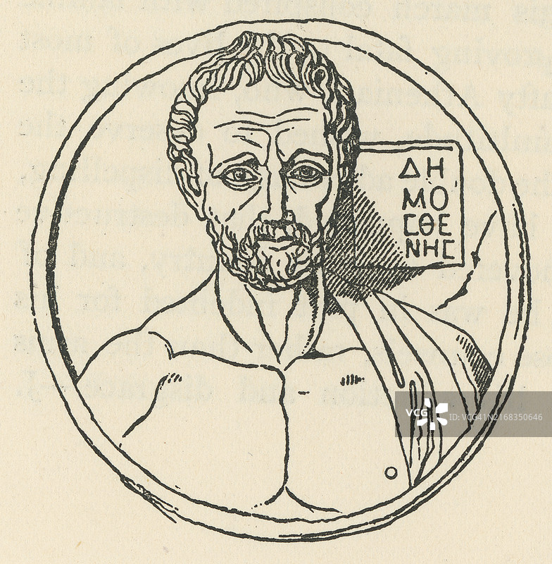 古希腊政治家和演说家德摩斯梯尼雕塑图片素材