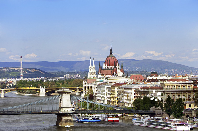 多瑙河与布达佩斯城市风光图片素材