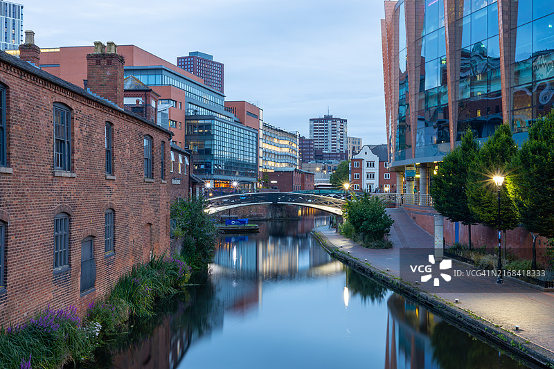 伯明翰市中心运河，英国，欧洲图片素材