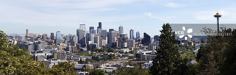 西雅图天际线与太空针塔，华盛顿州，美国图片素材