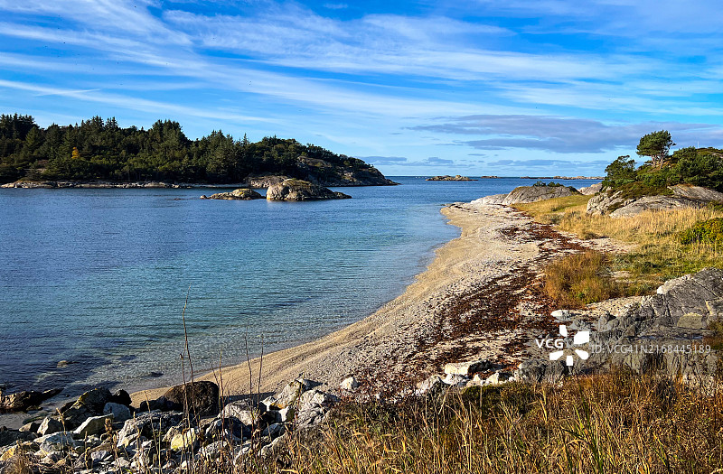 挪威西部罗加兰郡埃格尔松附近的海滨景观图片素材