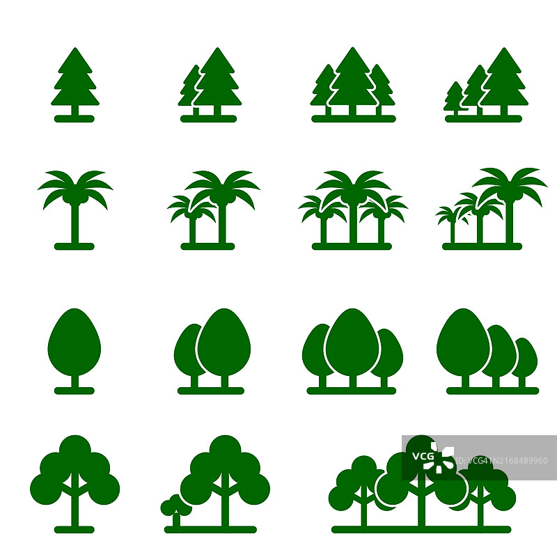 树形图标集，树木符号图片素材