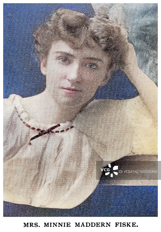 美国著名女演员明妮·马登·费斯克（出生名玛丽·奥古斯塔·戴维）的古老雕刻插图，通常被称为费斯克夫人图片素材