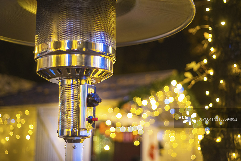 不锈钢燃气室内庭院加热器设计，背景虚化图片素材