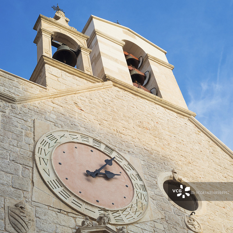 欧洲克罗地亚西贝尼克圣芭芭拉教堂的钟楼图片素材