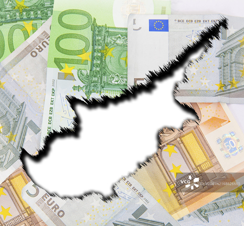 欧元背景下的塞浦路斯轮廓图片素材