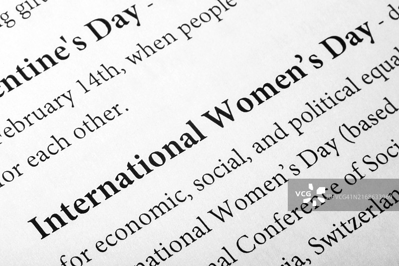 字典中的国际妇女节特写微距拍摄图片素材
