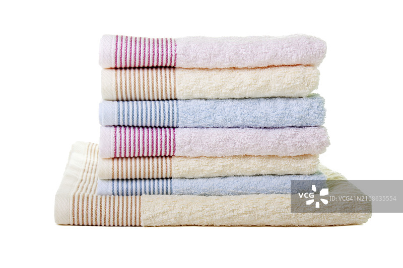 白色棉纺SPA毛巾叠放图片素材