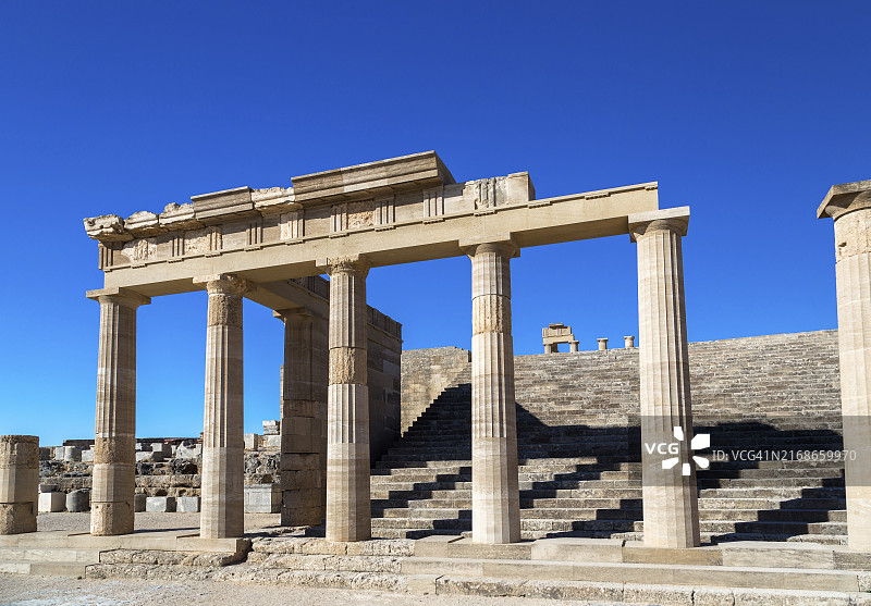 希腊罗德岛林多斯卫城，欧洲图片素材