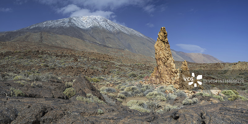 泰德国家公园泰德峰和加西亚岩，西班牙加那利群岛特内里费岛图片素材