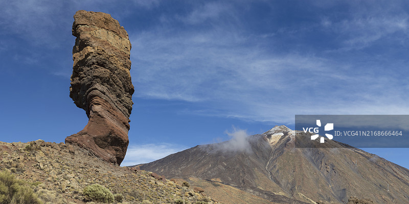 西班牙特内里费岛泰德国家公园，提德峰和仙人柱图片素材