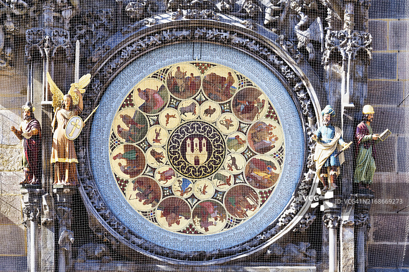 布拉格中世纪天文钟，波西米亚，捷克共和国，欧洲图片素材