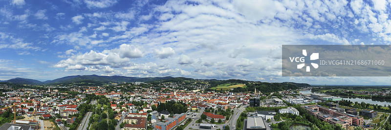 代根多夫历史中心区鸟瞰，德国下巴伐利亚图片素材