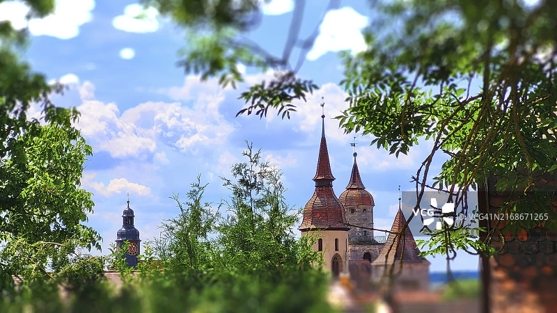 德国弗 Col Col赫特旺根历史中心的教堂图片素材