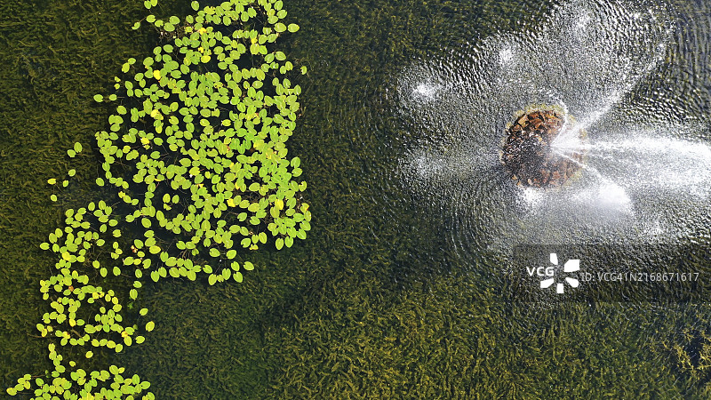 德国伊勒蒂森喷泉池塘航拍景观图片素材
